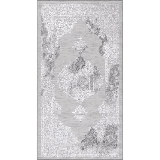 TENNA Tapis Vintage I Tapis Persan, Salon, Chambre I Tapis Traditionnel Oriental, Poils Courts, Doux, Entretien Facile I Blanc, Gris