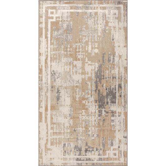 DEMETRIC Tapis Abstrait I Tapis Moderne, Salon, Chambre I Tapis Design Marbre Moucheté à Poils Courts, Doux, Durable I Beige, Blanc