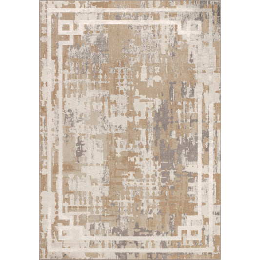 DEMETRIC Tapis Abstrait I Tapis Moderne, Salon, Chambre I Tapis Design Marbre Moucheté à Poils Courts, Doux, Durable I Beige, Blanc