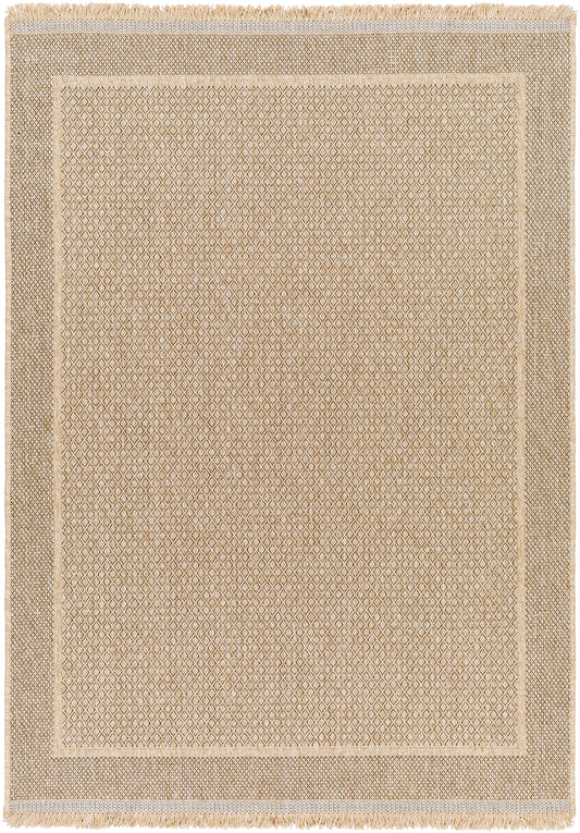 SABRENA Tapis Extérieur Aspect Jute I Tapis Bohème Extérieur et Intérieur, Terrasse, Balcon, Véranda, Salon, Cuisine I Beige, Noir