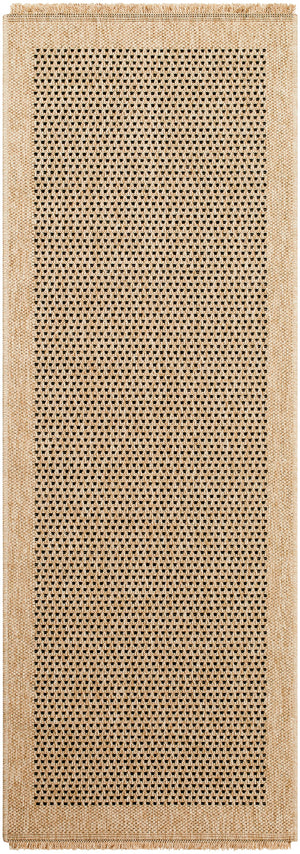 JESSICA Tapis Extérieur Aspect Jute I Tapis Bohème Extérieur et Intérieur, Terrasse, Balcon, Véranda, Salon, Cuisine I Beige, Noir