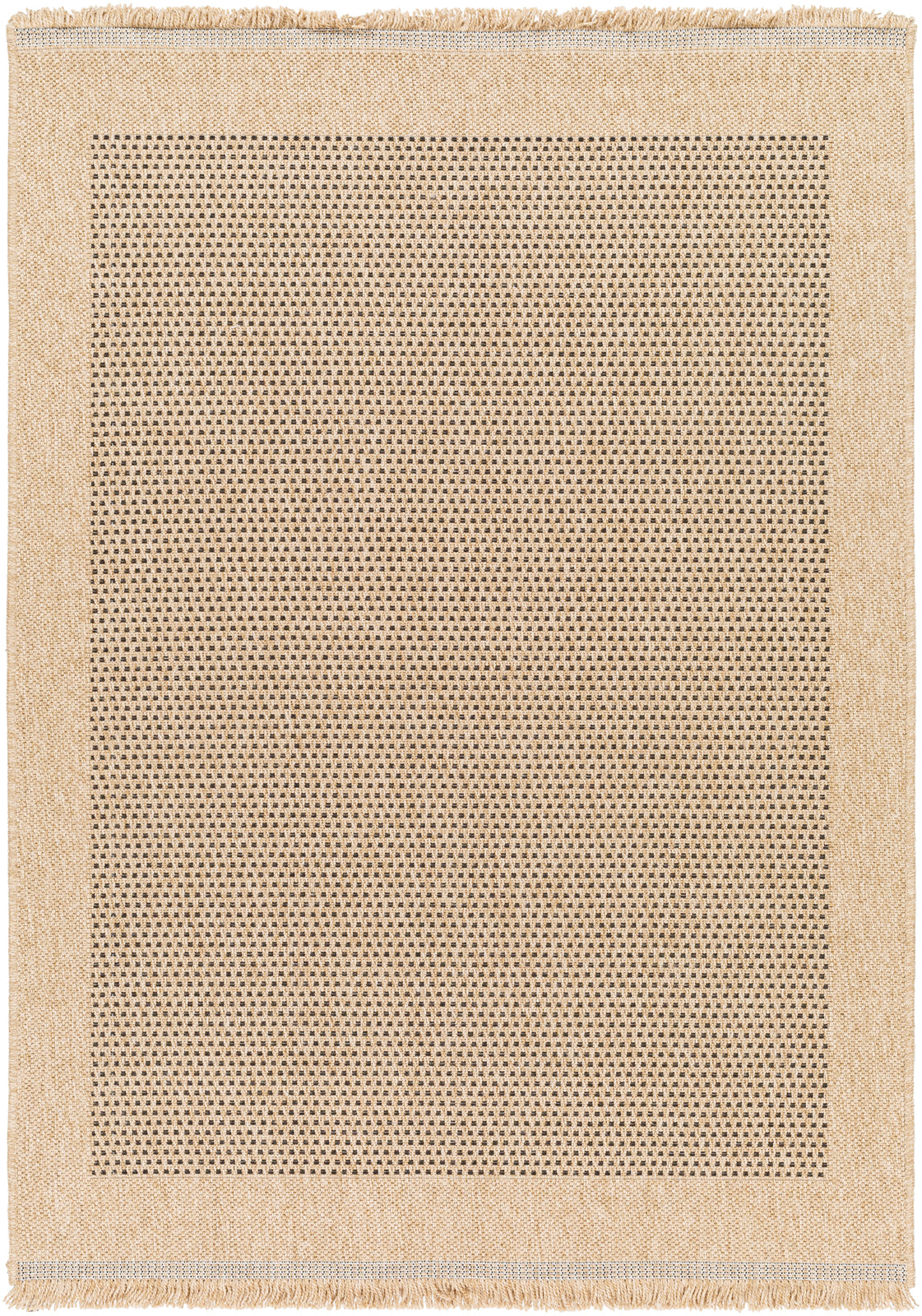 JESSICA Tapis Extérieur Aspect Jute I Tapis Bohème Extérieur et Intérieur, Terrasse, Balcon, Véranda, Salon, Cuisine I Beige, Noir