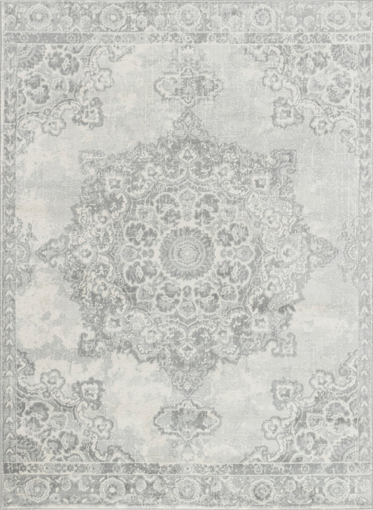 STAVEREN Tapis Vintage I Tapis Persan, Salon, Chambre I Tapis Traditionnel Oriental, Poils Courts, Doux, Entretien Facile I Gris, Ivoire