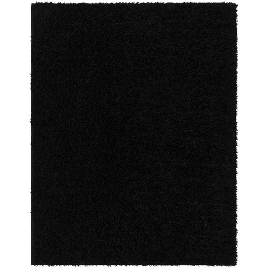 CHARON Tapis Shaggy I Tapis Moderne, Salon, Chambre I Tapis Uni à Poils Longs, Épais, Doux, Durable, Moelleux, Entretien Facile I Noir