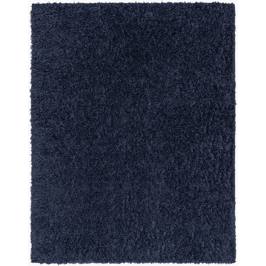 CHARON Tapis Shaggy I Tapis Moderne, Salon, Chambre I Tapis Uni à Poils Longs, Épais, Doux, Moelleux, Entretien Facile I Bleu Foncé