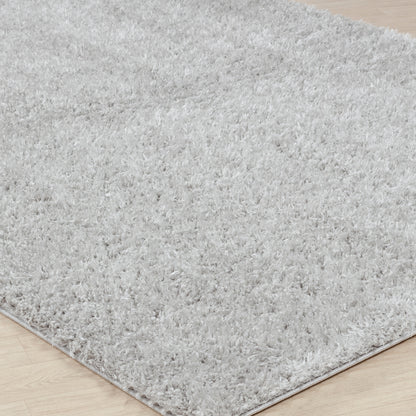 CHARON Tapis Shaggy I Tapis Moderne, Salon, Chambre I Tapis Uni à Poils Longs, Épais, Doux, Moelleux, Entretien Facile I Gris Clair