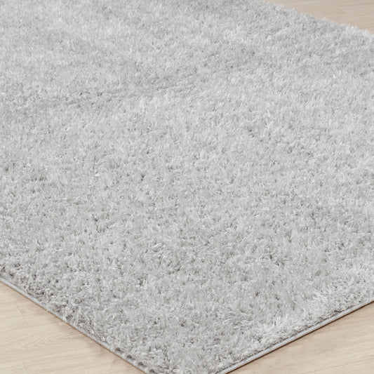 CHARON Tapis Shaggy I Tapis Moderne, Salon, Chambre I Tapis Uni à Poils Longs, Épais, Doux, Moelleux, Entretien Facile I Gris Clair