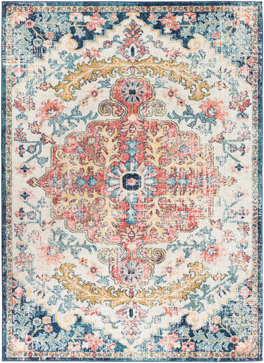 GIMEL Tapis Vintage I Tapis Persan, Couloir, Salon, Chambre I Tapis Traditionnel Oriental, Poils Courts, Doux, Durable I Bleu, Rouge