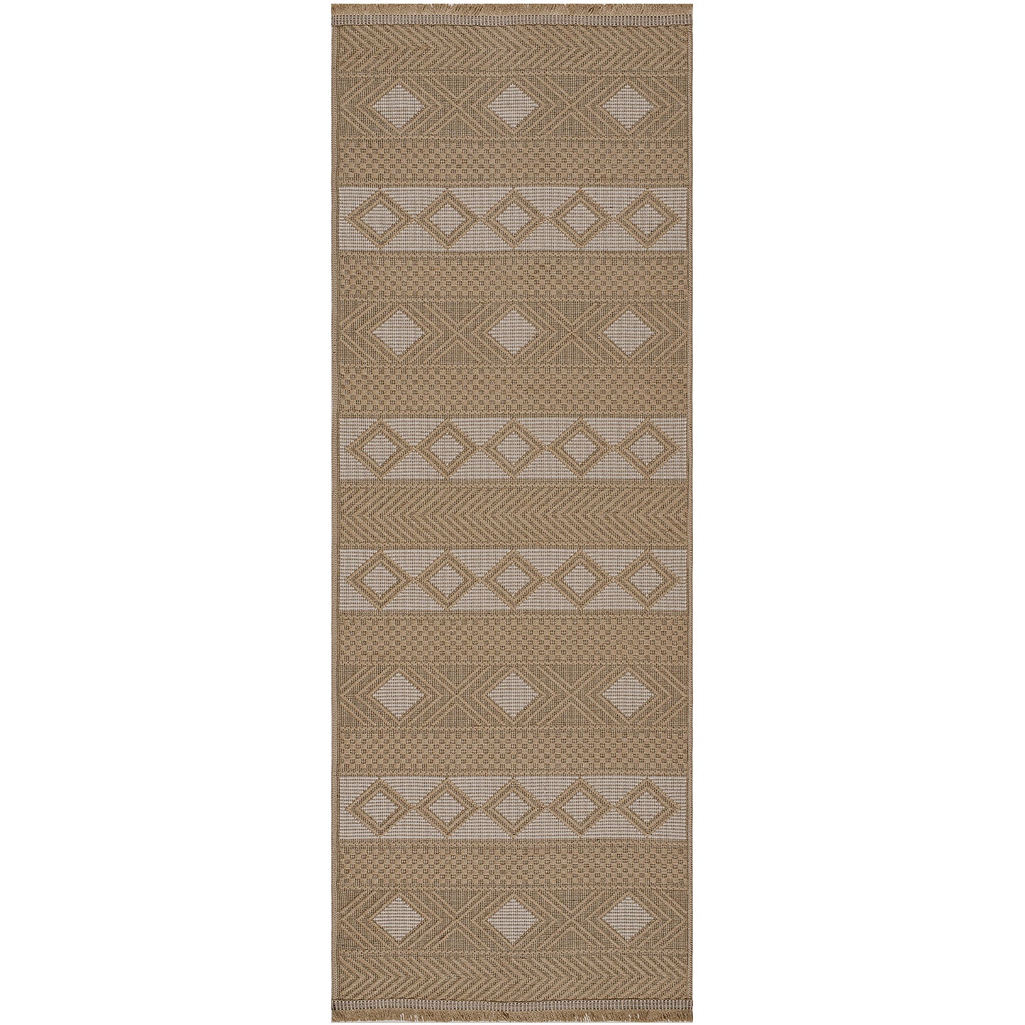 JOSE Tapis en Jute Lavable en Machine I Tapis Bohème, Couloir, Salon, Chambre I Tapis Rustique, Fibres Naturelles I Brun, Beige