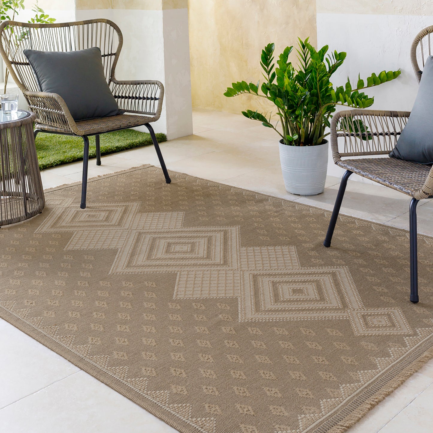 YURIKO Tapis en Jute Lavable en Machine I Tapis Bohème, Couloir, Salon, Chambre I Tapis Rustique, Fibres Naturelles I Beige, Ivoire