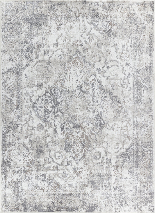 DOVID Tapis Vintage I Tapis Persan, Salon, Chambre I Tapis Traditionnel Oriental, Poils Courts, Doux, Entretien Facile I Blanc, Gris