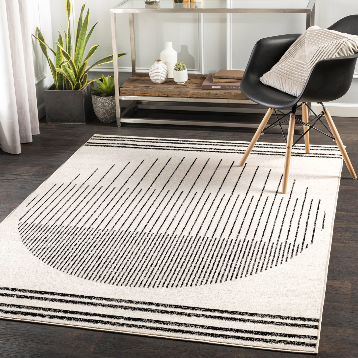 NEERBOSCH Tapis Scandinave I Tapis Moderne, Couloir, Salon, Chambre I Tapis Contemporain, Poils Courts, Doux, Durable I Blanc, Noir