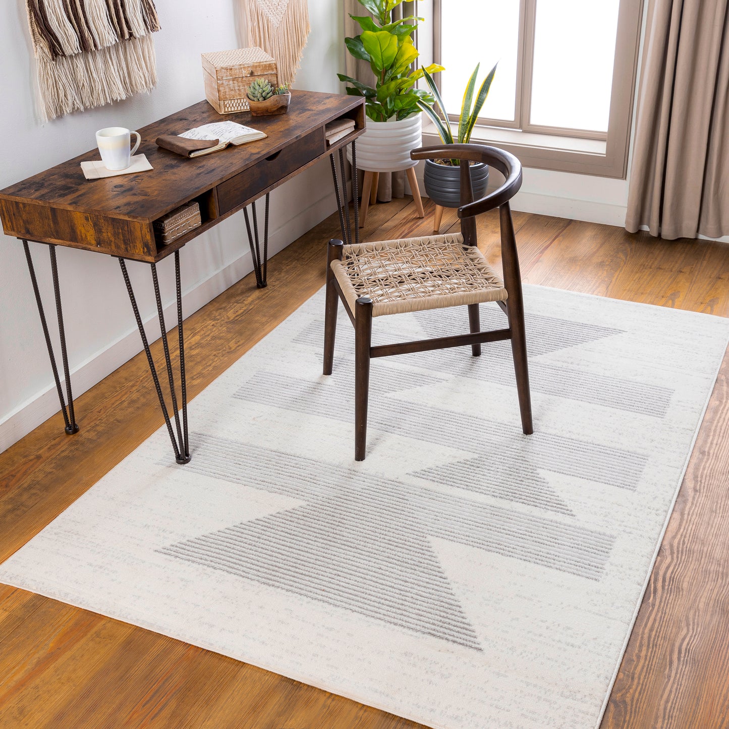 PLASMOLEN Tapis Scandinave I Tapis Moderne, Salon, Chambre I Tapis Contemporain, Poils Courts, Doux, Entretien Facile I Blanc, Gris