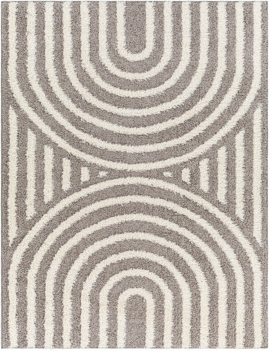 LONGISLAND Tapis Shaggy I Tapis Moderne, Salon, Chambre I Tapis à Poils Longs, Doux, Moelleux, Entretien Facile I Gris Foncé, Blanc