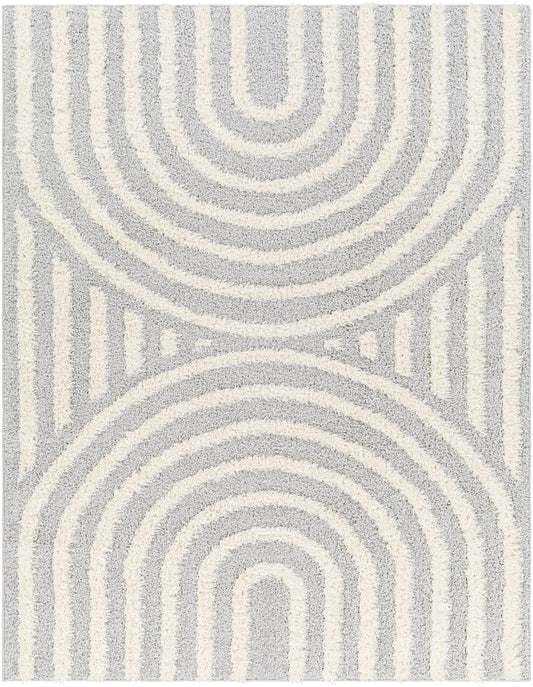 LONGISLAND Tapis Shaggy I Tapis Moderne, Salon, Chambre I Tapis à Poils Longs, Doux, Moelleux, Entretien Facile I Gris Clair, Blanc