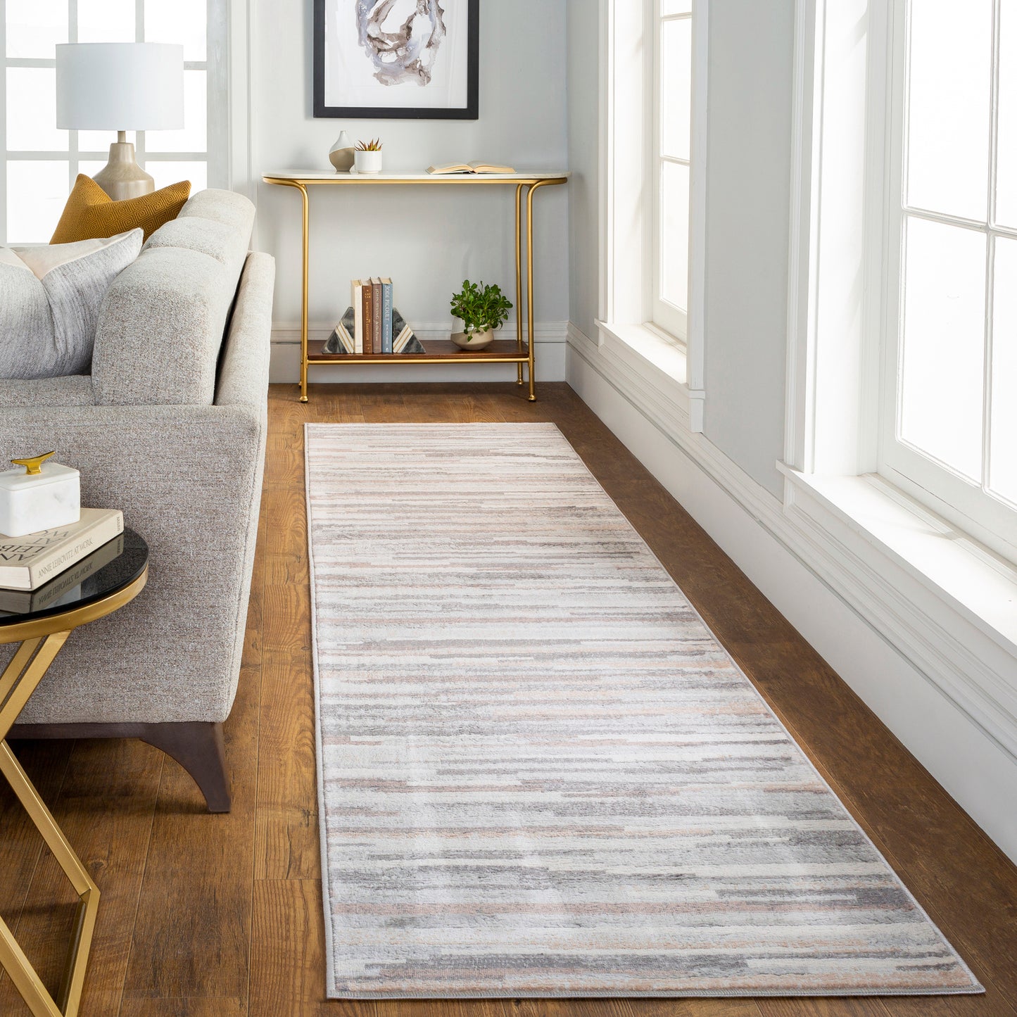 BEAUVAIS Tapis Scandinave I Tapis Moderne, Couloir, Salon, Chambre I Tapis Contemporain, Poils Courts, Doux, Durable I Blanc, Brun