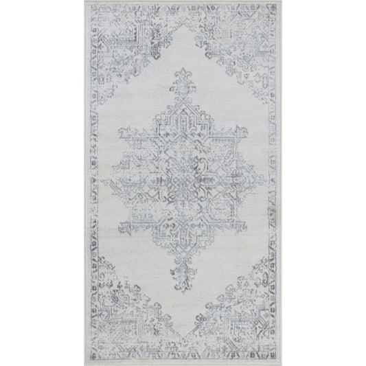 ULVEND Tapis Vintage I Tapis Persan, Couloir, Salon, Chambre I Tapis Traditionnel Oriental, Poils Courts, Doux, Durable I Blanc, Gris