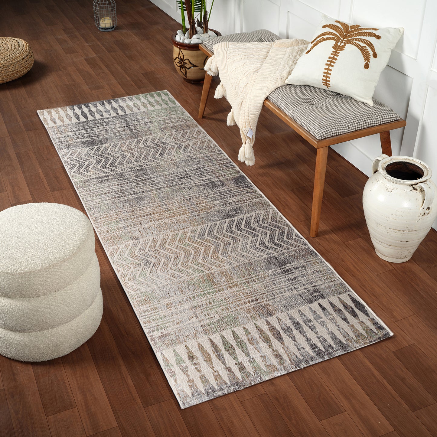 SHEPSHED Tapis Scandinave I Tapis Moderne, Couloir, Salon, Chambre I Tapis Contemporain Bohème, Poils Courts, Doux I Gris, Brun