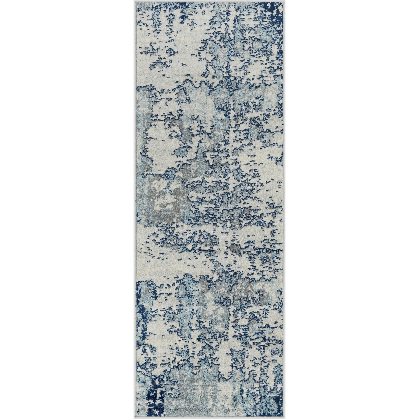 LEAH Tapis Abstrait I Tapis Moderne, Salon, Chambre I Tapis Design Marbre Moucheté à Poils Courts, Doux, Durable I Bleu, Gris, Blanc