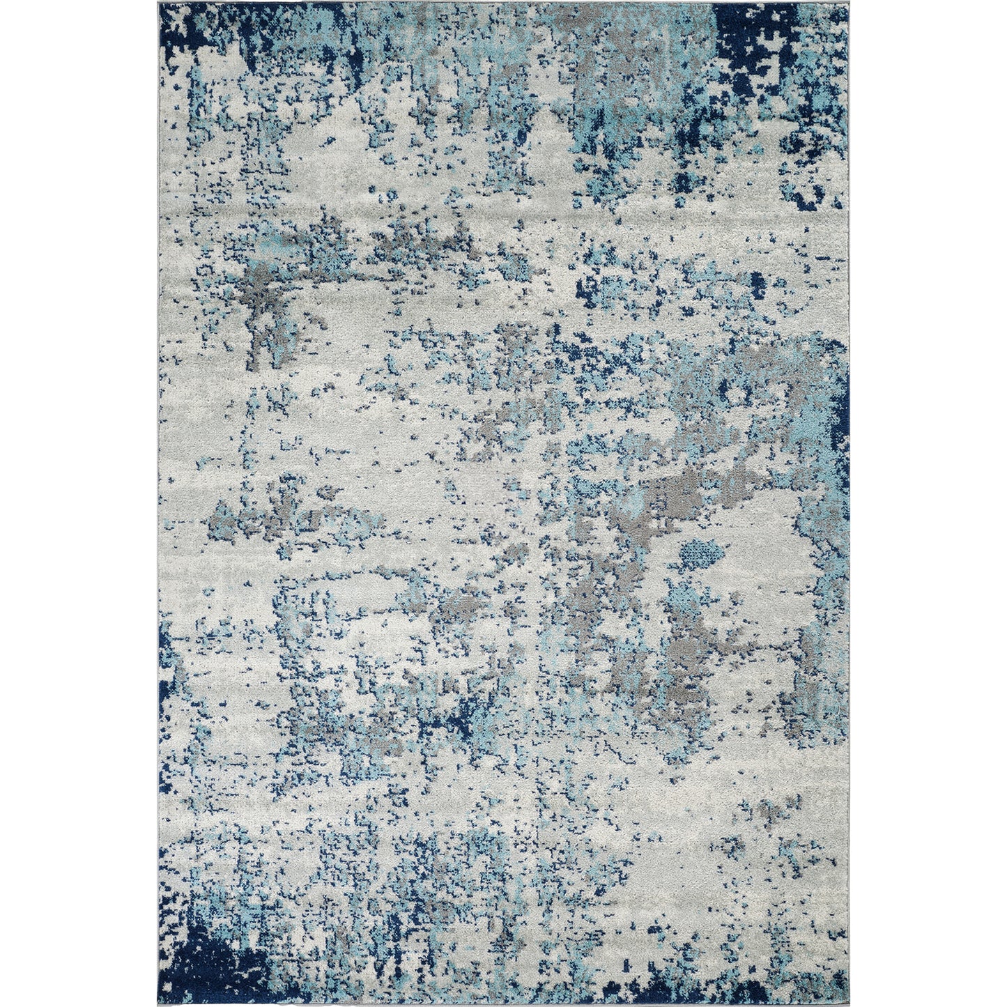 LEAH Tapis Abstrait I Tapis Moderne, Salon, Chambre I Tapis Design Marbre Moucheté à Poils Courts, Doux, Durable I Bleu, Gris, Blanc