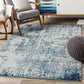 LEAH Tapis Abstrait I Tapis Moderne, Salon, Chambre I Tapis Design Marbre Moucheté à Poils Courts, Doux, Durable I Bleu, Gris, Blanc