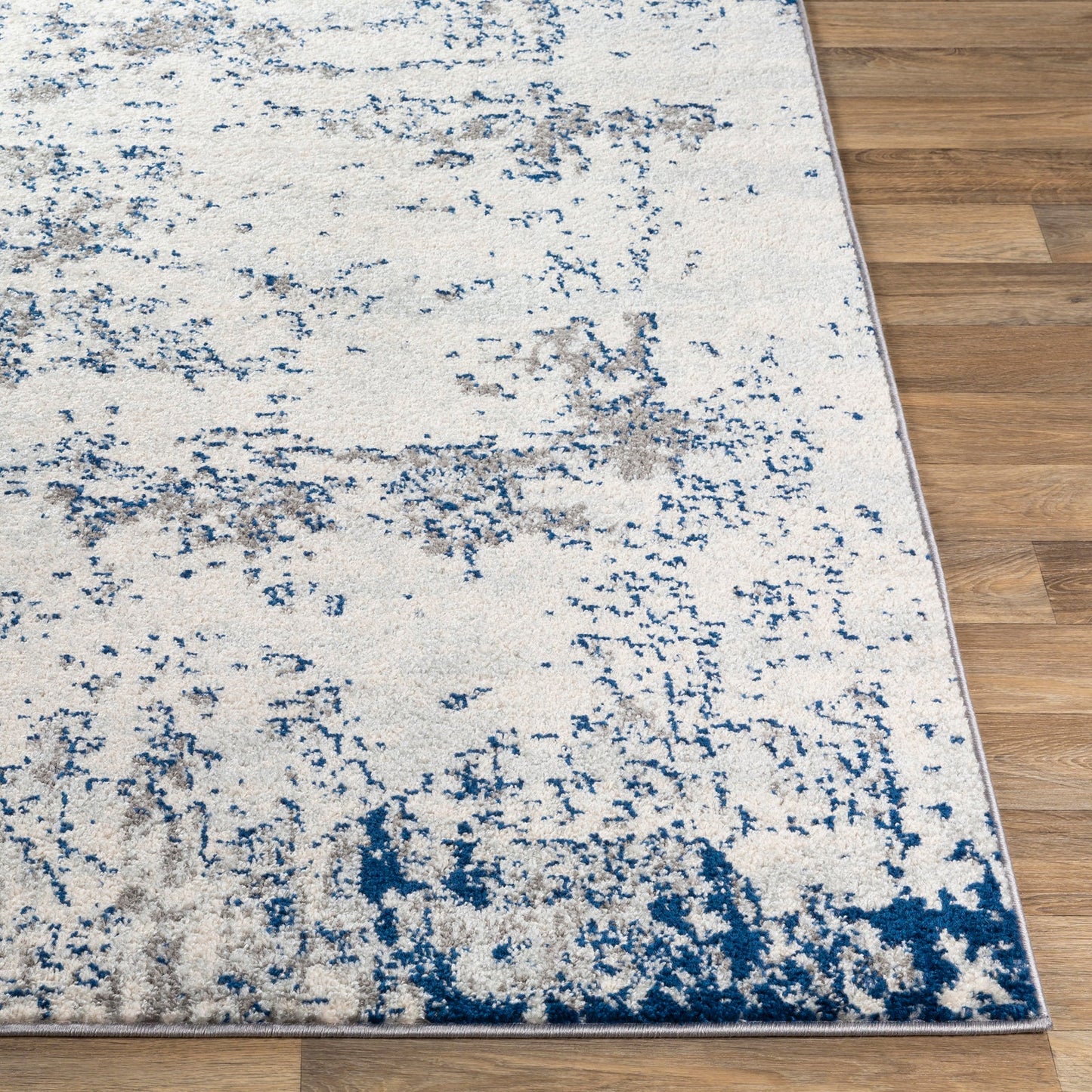 LEAH Tapis Abstrait I Tapis Moderne, Salon, Chambre I Tapis Design Marbre Moucheté à Poils Courts, Doux, Durable I Gris, Blanc, Bleu