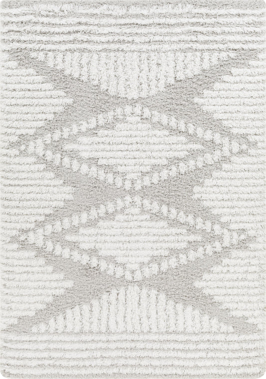 BONAPARTE Tapis Shaggy I Tapis Moderne, Salon, Chambre I Tapis Bohème à Poils Longs, Doux, Moelleux, Entretien Facile I Blanc, Gris