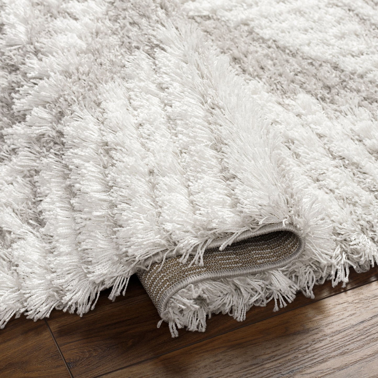 BONAPARTE Tapis Shaggy I Tapis Moderne, Salon, Chambre I Tapis Bohème à Poils Longs, Doux, Moelleux, Entretien Facile I Blanc, Gris