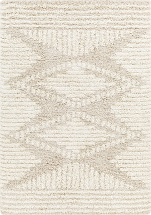 BONAPARTE Tapis Shaggy I Tapis Moderne, Salon, Chambre I Tapis Bohème à Poils Longs, Doux, Moelleux, Entretien Facile I Blanc, Beige