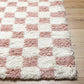 BONDURANT Tapis Shaggy à Carreaux I Tapis Moderne, Salon, Chambre I Tapis à Poils Longs, Doux, Moelleux, Entretien Facile I Rose, Ivoire