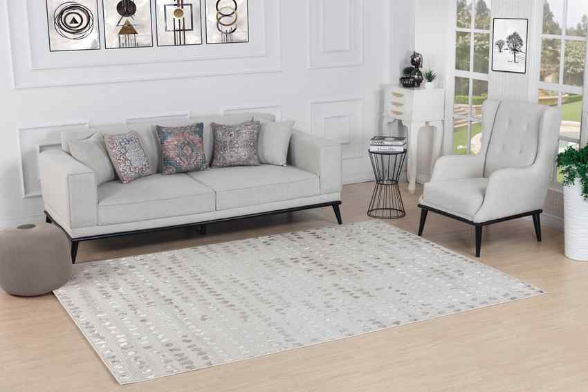 TEANDRE Tapis Scandinave I Tapis Moderne, Salon, Chambre I Tapis Contemporain, Poils Courts, Doux, Entretien Facile I Beige, Blanc